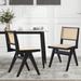 Bayou Breeze Benaim Solid Wood Cane Side Dining Chair Wood/Wicker/Rattan in Black/Brown | 31.5 H x 17.7 W x 19.7 D in | Wayfair