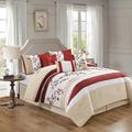 Linen Store Magda Red/Cream Microfiber 7 Piece Comforter Set Microfiber in Red/White | Queen Comforter + 6 Additional Pieces | Wayfair K-CS117754