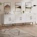 Everly Quinn Latitude Run® Storage Cabinet, Sideboard Buffet Cabinet w/ Doors, 3PCS Wood/Metal in White | 94.5 W in | Wayfair