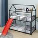 Harper Orchard Heinle win Over Twin Metal Bunk House Bed w/ Slide Metal in Red/Black | 84.3 H x 41.4 W x 77.5 D in | Wayfair