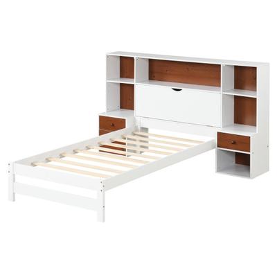Costway Bed Frame with Storage Headboard and Night...
