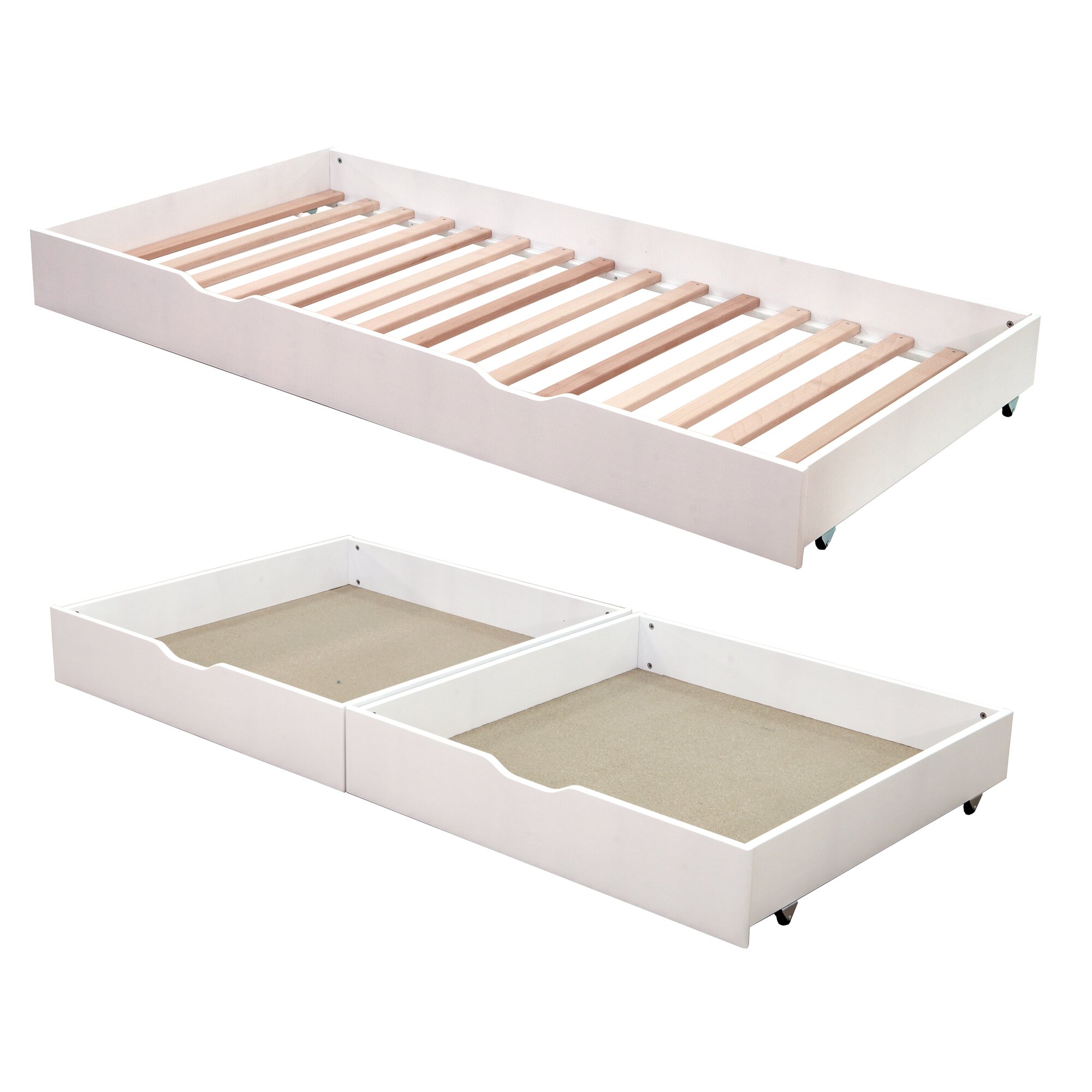 Schwarzwald Massivholz »Liam« Bettkasten Weiss Bettschubkasten inkl. Rollrost