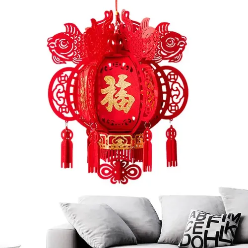 Chinesische Laternen Glück Vlies 3D Puzzle Laterne mit chinesischen roten Fu Frühlings fest Dekorationen Behänge Home Ornamente