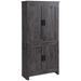 64" 4-Door Kitchen Pantry, Freestanding Storage Cabinet with 3 Adjustable Shelves for Kitchen, Dining or Living Room