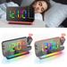 Qenwkxz Projection Alarm Clock Digital Alarm Clocks Projection on Ceiling Wall with RGB Night Light Large LED Display USB Charging Port Snooze 6-Level Dimmer LED Mirror Clock