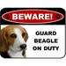 LED Light Up Red Flashing Blinking Attention Grabbing Laminated Dog Sign Beware Guard Beagle on Duty Yard Fence Gate