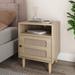 Rattan Nightstand with Charging Station