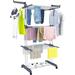 Clothes Drying Rack, Large 4-Tier Foldable Drying Rack Clothing, Multifunctional Stainless Steel Laundry Drying Rack, Blue