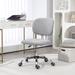 Cute Armless Office Chair, Teddy Fleece Fabric Desk Chair, Vanity Task Chair with Adjustable Height, Swivel Wheels