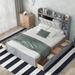 Queen Size Storage Platform Bed 4 Drawers Concise Design Wood Slat Support with Upholstered Headboard and Multi-Shelves