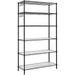 HOOMHIBIU Garage Shelving 5-Tier Wire Shelving Unit Kitchen Rack with Adjustable Shelves Liners 8 Hooks Total Max. Load 440 lb for Living Room Garage Black ULGR095B01