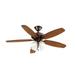 5 Blade Ceiling Fan with Light Kit in Modern Style-19.25 inches Tall and 52 inches Wide-Oil Brushed Bronze Finish-Walnut Blade Color Bailey Street