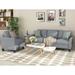 2pcs Linen Fabric Sectional Sofa Sets, Living Room Lounge Single Sofa 3-seat Thick Back Accent Sofa Couch with Sloped Arms, Gray