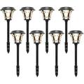 MAGGIFT 8 Pack 25 Lumen Solar Powered Pathway Lights Super Bright SMD LED Outdoor Lights Stainless Steel & Glass Waterproof Light for Landscape Lawn Patio Yard Garden Deck Driveway Warm White