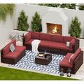 UDPATIO Patio Furniture Sets Modular Rattan Outdoor Patio Sectional Furniture Sofa Set Wicker Patio Conversation Set for Backyard 9PCS