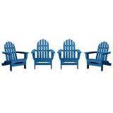 DuroGreen Adirondack Chairs Made With All-Weather Tangentwood Set of 4 Oversized High End Classic Patio Furniture for Porch Lawn Deck or Fire Pit No Maintenance USA Made Royal Blue