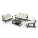 4-Piece Patio Conversation Set - HIPS Weather-Resistant Outdoor Sofa and Coffee Table Set - Grey/Beige - Contemporary Design - Perfect for Garden Patio and Poolside Gatherings