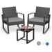 LeCeleBee 3 Pieces Wicker Patio Furniture Set Outdoor Rocking Chair Sets with Cushion Porch Furniture Set with Glass Table Modern Rattan Conversation Sets for Porches and Balcony Grey Cushion