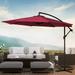 Glavbiku 10ft Outdoor Patio Umbrella Solar Powered LED Lighted Offset Umbrella for Garden Burgundy
