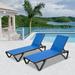 Patio Chaise Lounge Outdoor Aluminum Polypropylene Chair Poolside Sunbathing Chair with Adjustable Backrest for Beach Yard Balcony (Blue 2 Lounge Chairs)
