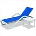 Patio Chaise Lounge Adjustable Aluminum Pool Lounge Chairs with Arm All Weather Pool Chairs for Outside in-Pool Lawn (Blue 1 Lounge Chair+1 Plastic Table)