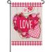 HGUAN Happy Valentines Day Home Decorative Love Garden Flag House Yard Red Pink Buffalo Check Plaid Hearts Wreath Outside Decor Spring Farmhouse Outdoor Decoration Double Sided 12x18