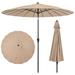 Costway 9 FT Patio Round Market Umbrella with Push Button Tilt Crank Handle Vented Top Tan