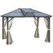 141.75 Hardtop Gazebo Outdoor Metal Roof Canopy with Top Vent Aluminum Frame and Netting Permanent Pavilion for Patio Garden Backyard Deck Lawns Gray