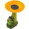 Garden Bird Bath Tray Decorative Bird Feeder Sunflower Frog Figurine Bird Feeder Tray Lawn Bird Decor