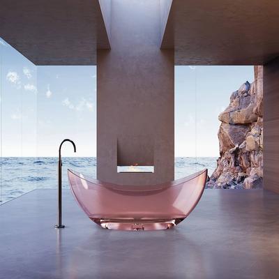 Randolph Morris Isla 71 Inch Transparent Double Slipper Solid Surface Freestanding Tub - Pink RMTW8618-71-PNK