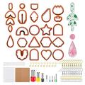 24 Shapes Polymer Clay Cutters DIY Earring Making Kit of 142 Pcs Incl Plastic Clay Molds for Polymer Clay Jewelry & Earring Making Kit for Polymer Clay Jewelry Making SuppliesRust red