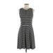 Joseph Ribkoff Casual Dress - A-Line Crew Neck Sleeveless: Black Print Dresses - Women's Size 8