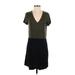 Left Coast by Dolan Casual Dress - Mini V-Neck Short sleeves: Black Print Dresses - New - Women's Size Small