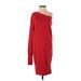 KF/KaufmanFranco Collective Casual Dress - Party One Shoulder Long sleeves: Red Print Dresses - Women's Size Small