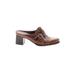 Naturalizer Mule/Clog: Slip-on Chunky Heel Classic Brown Solid Shoes - Women's Size 7 - Round Toe