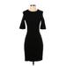 MM. LaFleur Casual Dress - Sheath High Neck Short sleeves: Black Print Dresses - Women's Size 4