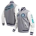 Men's Pro Standard Heather Gray Seattle Mariners Script Tail Wool Full-Zip Varity Jacket