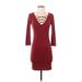 Forever Casual Dress - Mini: Burgundy Solid Dresses - Women's Size Small
