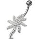 Bauchnabelpiercing FIRETTI "Schmuck Geschenk Piercing Silber 925 Körperschmuck PALMTREE Palme" Piercings silberfarben (silberfarben, chirurgiestahlfarben, kristallweiß, kristallweiß) Bauchnabelpiercings