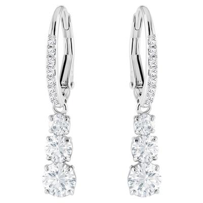 Paar Ohrhänger SWAROVSKI "Stilla Round Attract Trilogy Round", silber (silberfarben, kristallweiß), Ohrringe, Damen, Metall, mit Swarovski Kristall Image