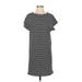 Lauren by Ralph Lauren Casual Dress - Shift Crew Neck Short sleeves: Black Stripes Dresses - Women's Size Small