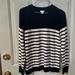 J. Crew Sweaters | J. Crew Navy / White Striped Merino Wool Sweater Sz L | Color: Blue/White | Size: L