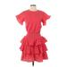 MICHAEL Michael Kors Cocktail Dress - DropWaist Crew Neck Short sleeves: Red Solid Dresses - Women's Size X-Small