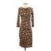 Jennifer Lopez Casual Dress: Brown Leopard Print Dresses - Women's Size Small