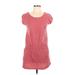 Forever 21 Casual Dress - Mini Scoop Neck Short sleeves: Red Print Dresses - Women's Size Large