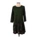 Country Rose Casual Dress - Shift Crew Neck 3/4 sleeves: Green Dresses - Women's Size Small
