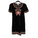 Anthropologie Dresses | Anthropologie Thml Black Embroidered Floral Velvet V Neck Mini Dress Medium | Color: Black | Size: M
