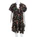 Anthropologie Dresses | Anthropologie Womens Paisley V Neck Tiered Ruffle Dress Black Red Green Size Xxs | Color: Black | Size: 2xs