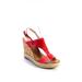 Coach Shoes | Coach Womens Platform Ankle Strap Sandals Pink Leather Canvas Size 9b | Color: Red | Size: 9
