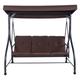 SFAREST 3 Seater Swing Chair, Hammock Bench Garden Swing Seat with Adjustable Canopy and Cushions, Outdoor Hanging Rocking Chair for Balcony Backyard Poolside (Brown)